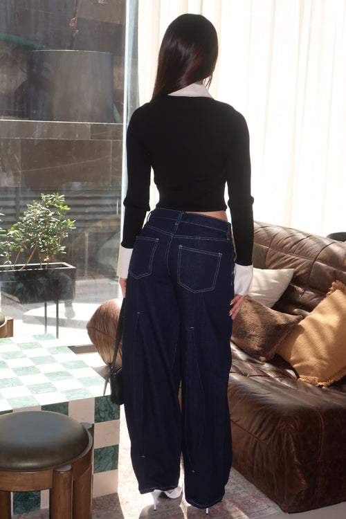 Jeans Wide Leg Dark Denim