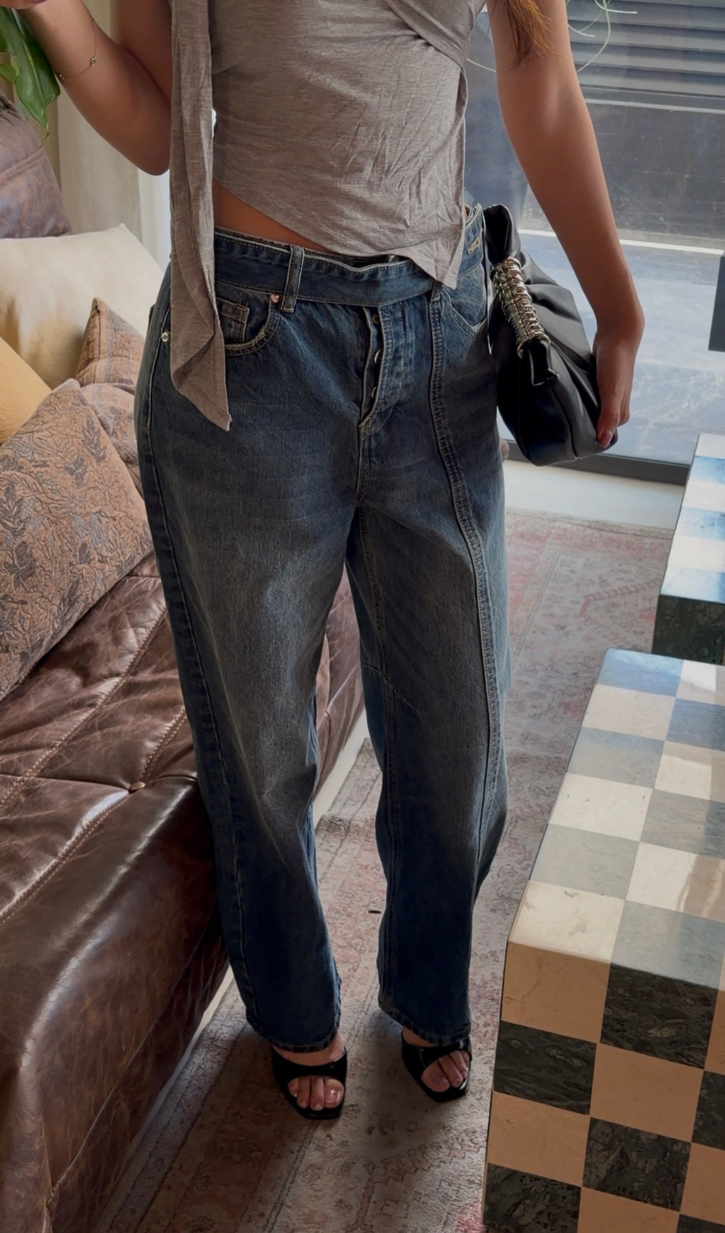 Eastside belted barrel jeans