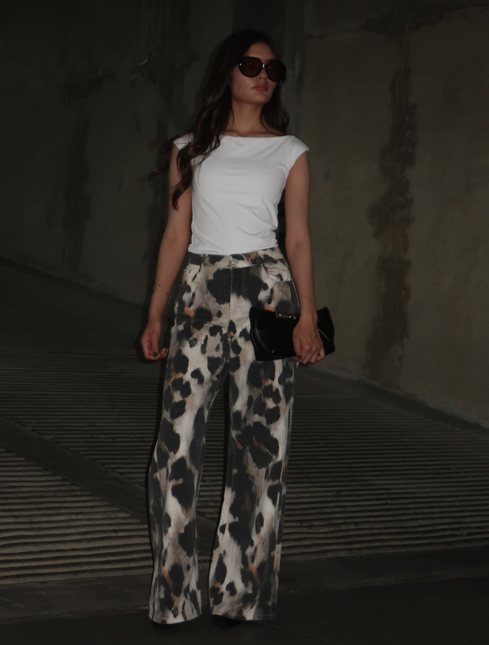 Print B&W jeans
