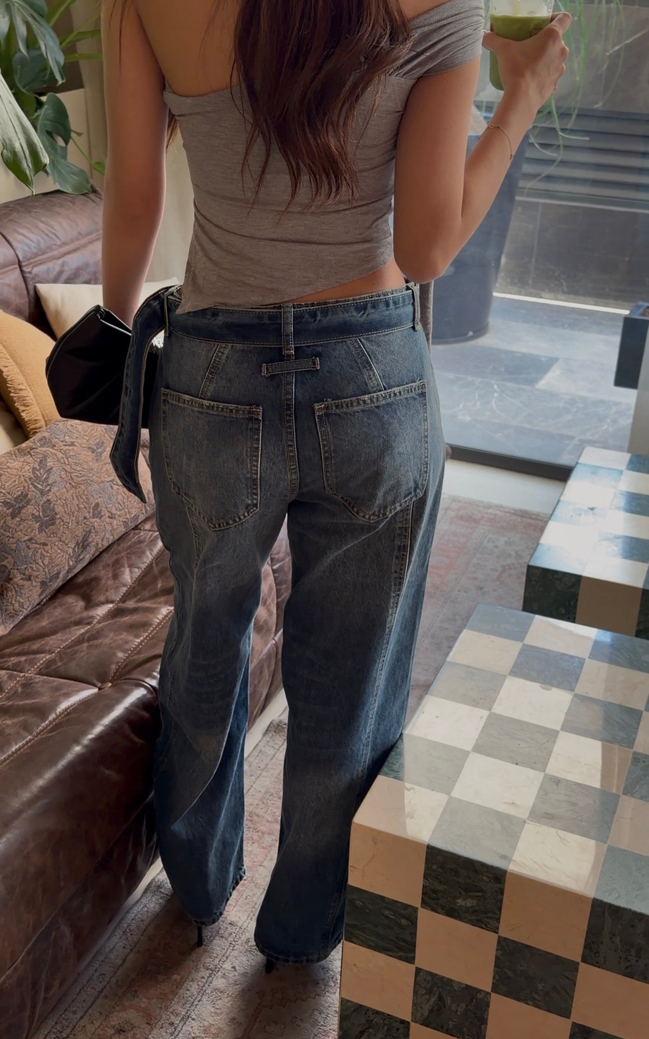 Eastside belted barrel jeans