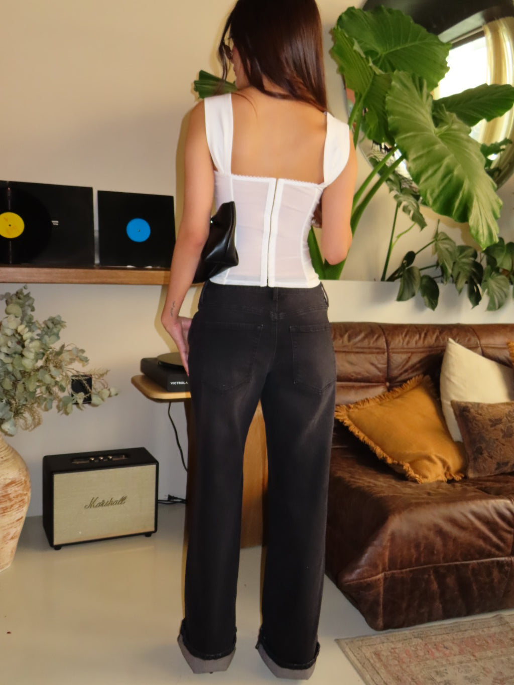 Crossover low rise black jeans