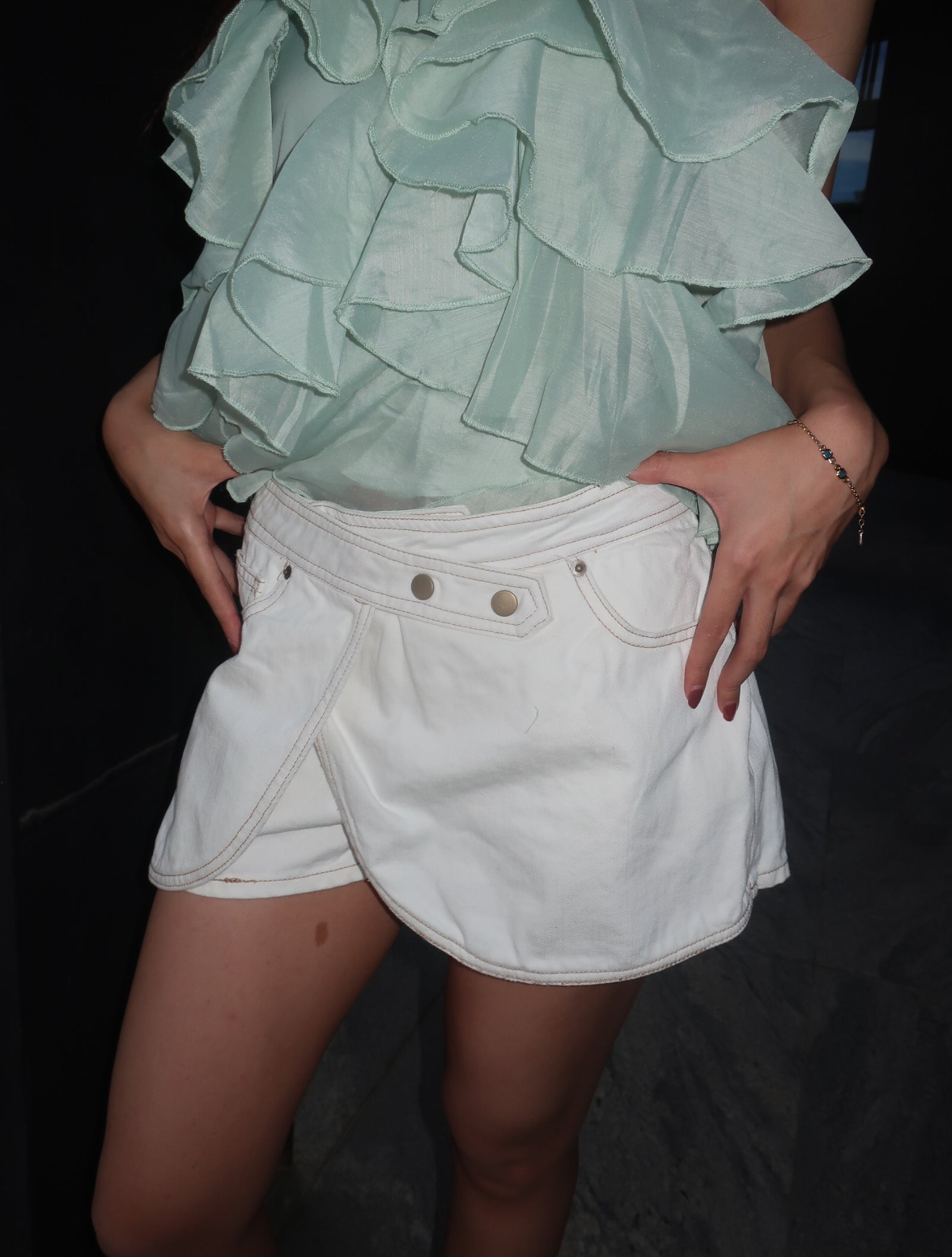 Bloom white denim short