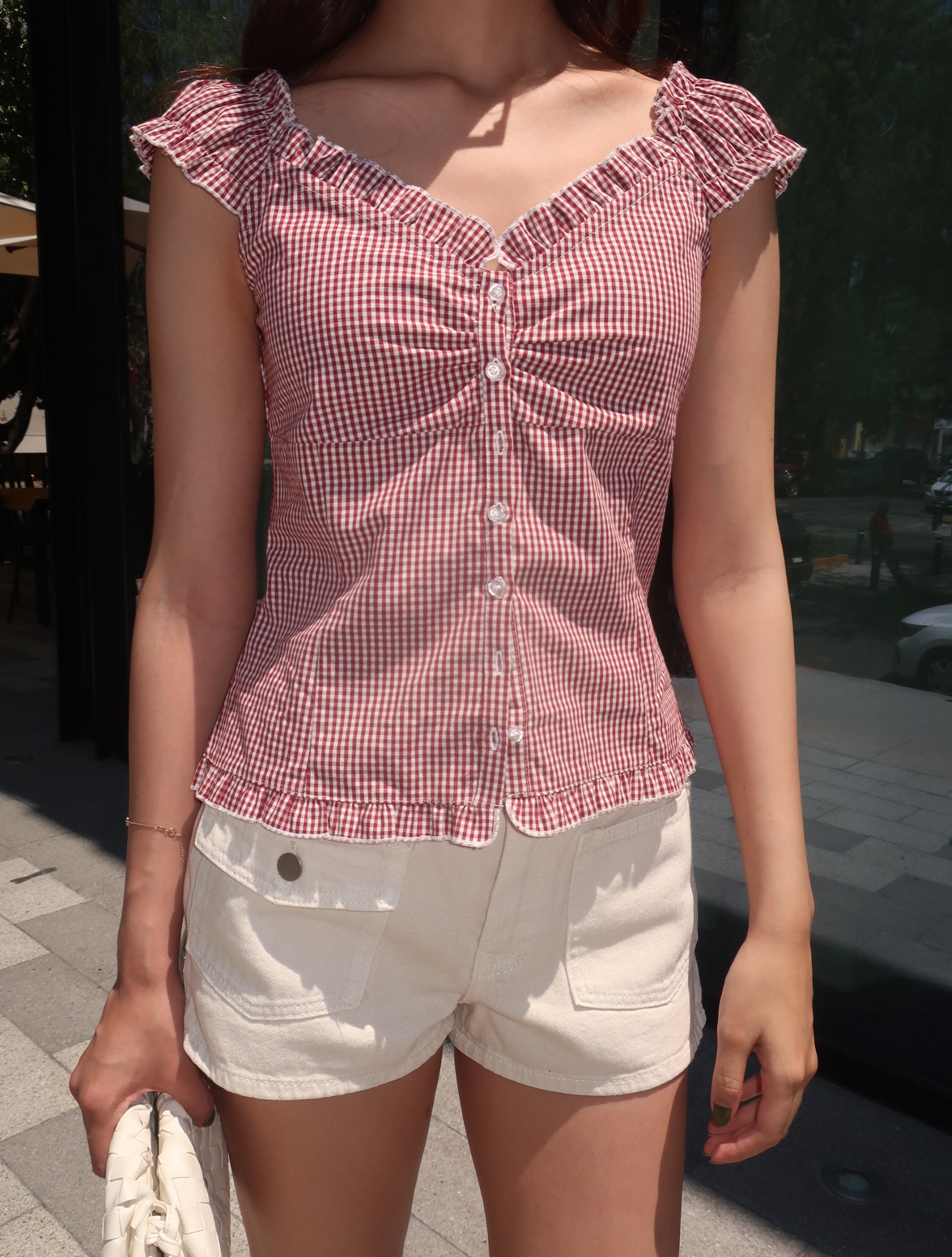 Gingham red top