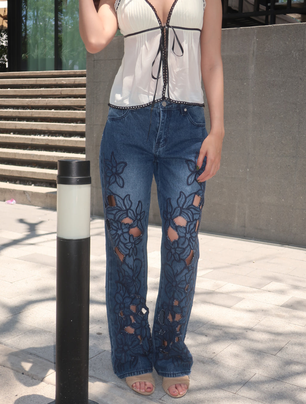 Flower jeans