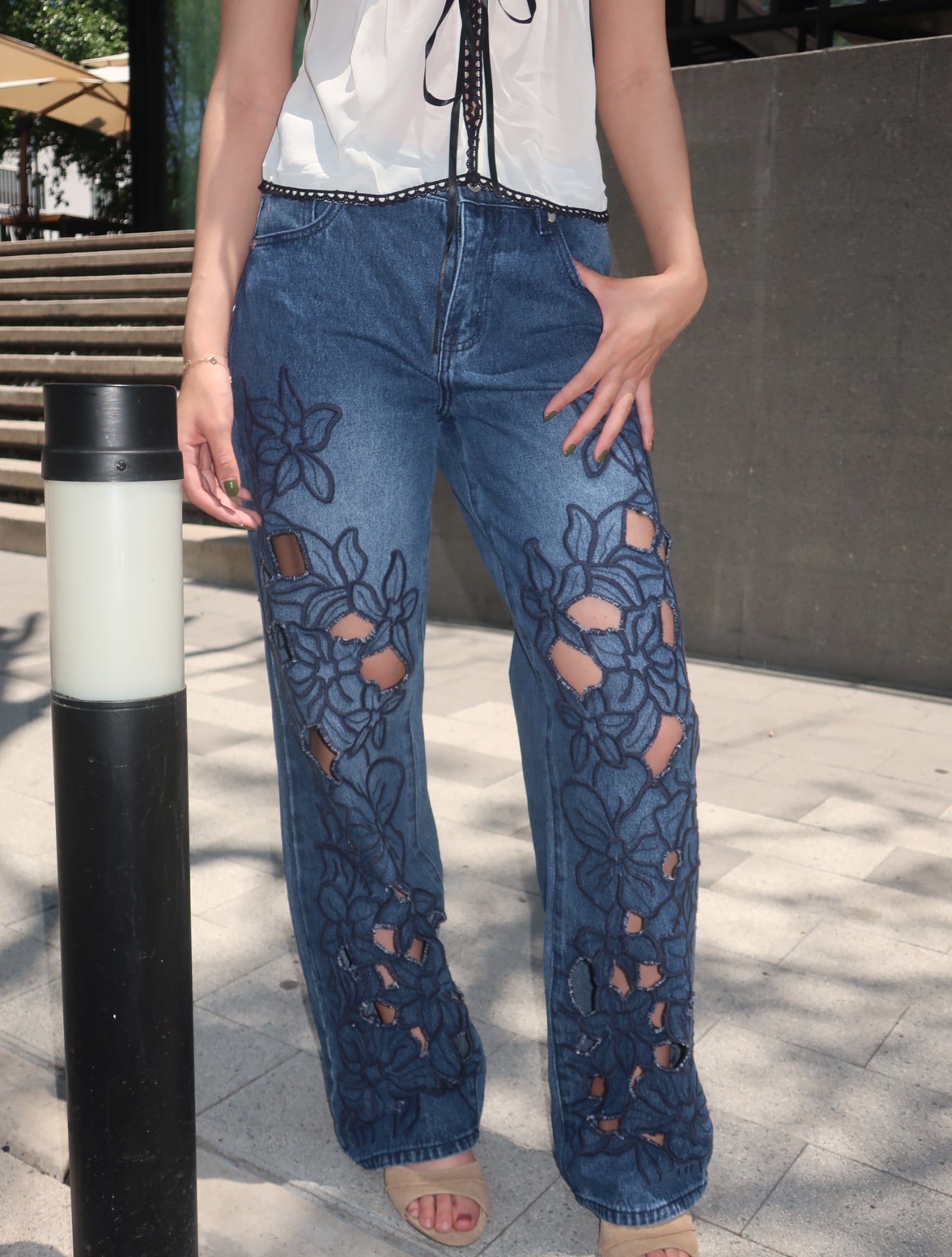 Flower jeans