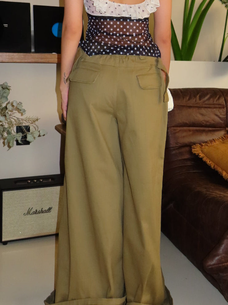 Cargo wide leg pant-olive