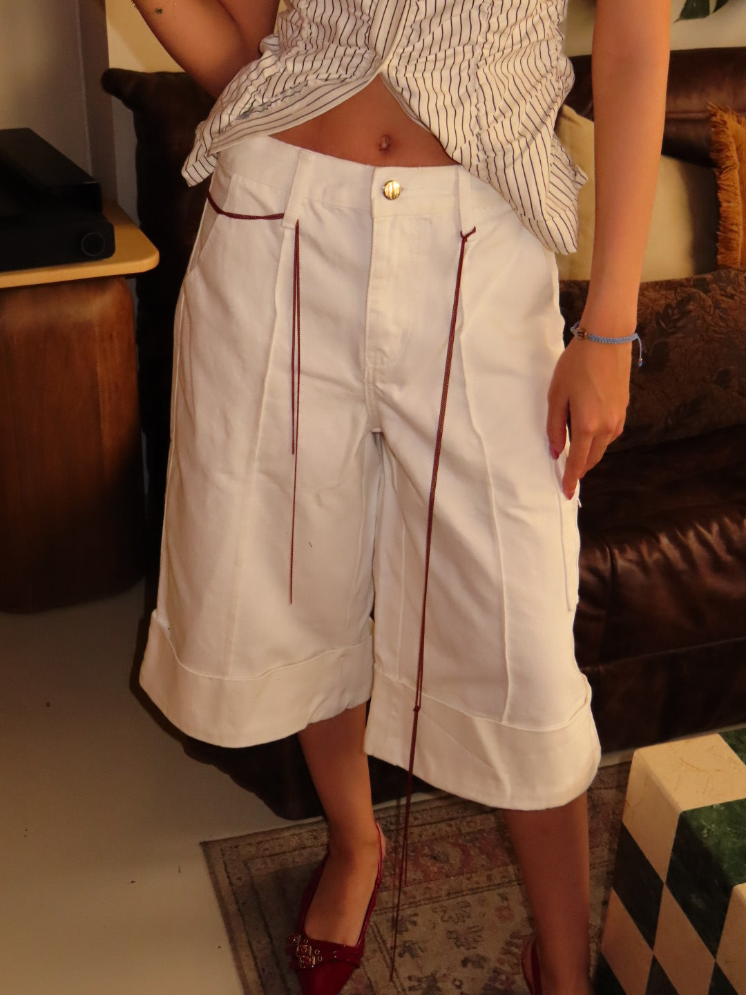 Bermudas white denim