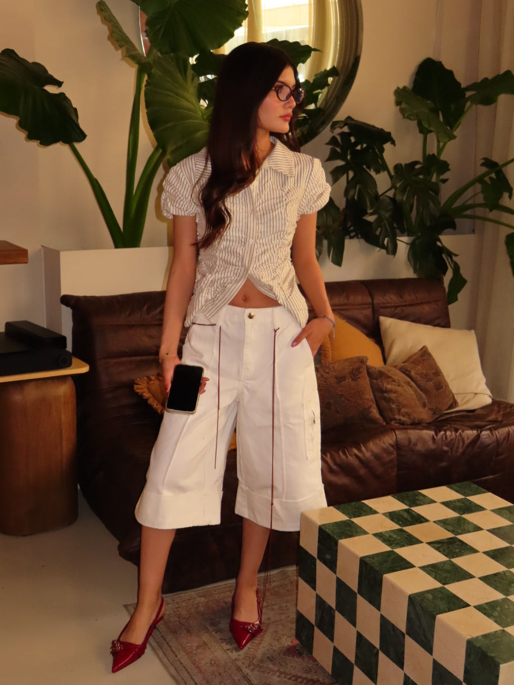 Bermudas white denim